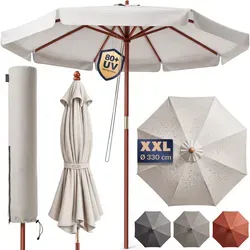 Kingsleeve Sonnenschirm - Beige - Sonnenschirm in Beige, 330x330x257cm, ideal für Garten oder Terrasse, bietet optimalen UV-Schutz und ist leicht im Gewicht mit nur 9,6 kg.