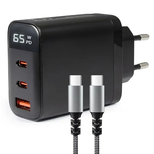 Eaxus 65W USB-C Ladegerät mit LED-Beleuchtung - Ladegeräte & Adapter für Tablets, leistungsstark mit 65W und praktischer LED-Beleuchtung für einfachen Überblick beim Laden.