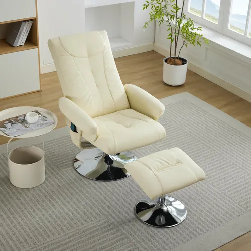 okwish Relaxsessel mit Hocker, 360° drehbar, mit Heizfunktion und Massage - Eleganter Relaxsessel mit versteckter Kopfstütze und stufenlos neigbarer Rückenlehne für optimalen Komfort. Integrierte Sitzheizung und 5-Punkte-Massage sorgen für entspannende Momente in Ihrem Wohnbereich. Ideal für Gartenmöbelgarnituren.