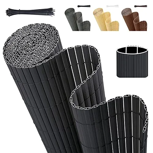 Sekey PVC Sichtschutzmatte 90x300cm - Gartensichtschutz mit doppelter Verstärkung für optimale Stabilität, wind- und wetterfest. Ideal für Balkon und Garten ohne Bohren, pflegeleicht und dekorativ.