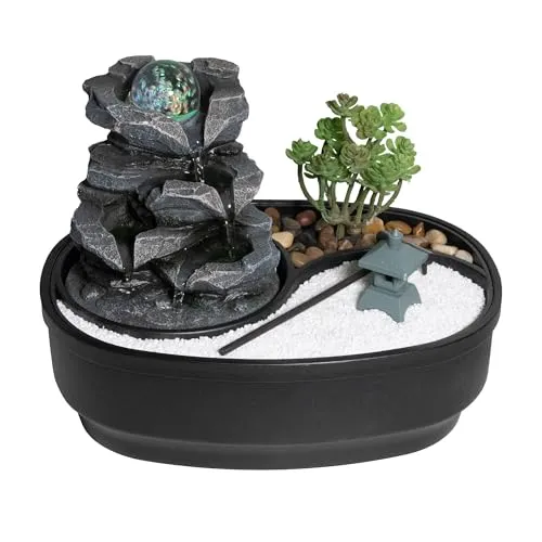 Zimmerbrunnen mit LED-Beleuchtung – Zen Dekobrunnen für Ihre Wohlfühloase - Sonstige Dekoartikel: Entspannen Sie mit unserem stilvollen Zimmerbrunnen, der die Luftfeuchtigkeit verbessert und eine beruhigende Zen-Atmosphäre schafft.