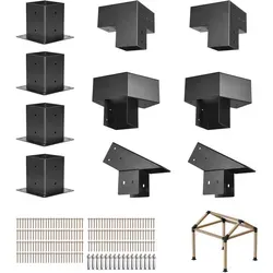 VEVOR Pfostenverbinder 14-teilig, 3-Wege- und 4-Wege-Halterung für Pergolen