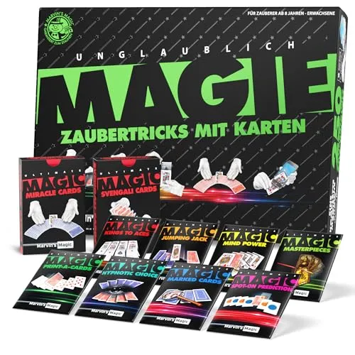 Marvins Magie – 250 ultimative Zauberkartentricks – Kartenspiele für Kinder – Kinderspielzeug zu Weihnachten & Geburtstag – Kartentrick-Zauberset für Kinder ab 8 Jahren