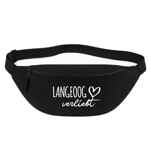 Huuraa Bauchtasche Langeoog verliebt Geschenk 2,5 Liter Black Crossbody Bag Langeoog Geschenkidee