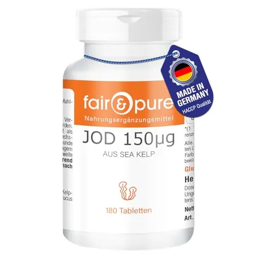 Fair & Pure® - Jod 150mcg aus der Braunalge Kelp - vegan - ohne Magnesiumstearat - 180 Jod-Tabletten