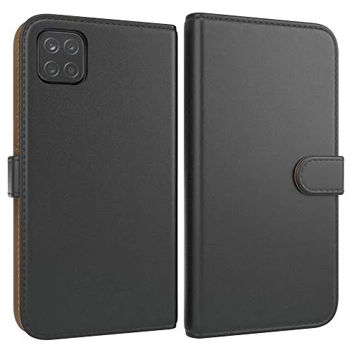 EAZY CASE Tasche kompatibel mit Samsung Galaxy A12 Schutzhülle mit Standfunktion Klapphülle im Bookstyle, Handytasche Handyhülle Flip Cover mit Magnetverschluss und Kartenfach, Kunstleder, Schwarz