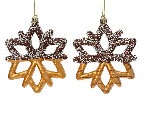 Kaemingk Christbaumschmuck, Christbaumschmuck Schneeflocke Kunststoff 13cm 1 Stück sortiert Braun