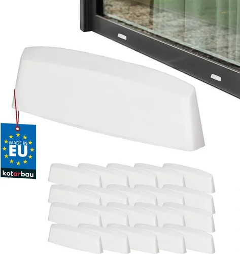 KOTARBAU® 20er Set Wasserschlitzkappen Fensterabflusslochkappen 45 mm ASA-Kunststoff Weiß Fensterentwässerung Entwässerung Fenster PVC Schutz Abdeckung