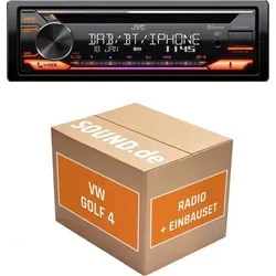 JUST SOUND Einbauset für JVC KD-DB922BT im Golf IV - Komplettlösung für VW Golf IV (1997-2006) mit JVC Autoradio, inklusive Phantomspeisung und Lenkradinterface. Einfacher Austausch ohne Schneiden oder Löten – für besten DAB+ Empfang und Freisprecheinrichtung.