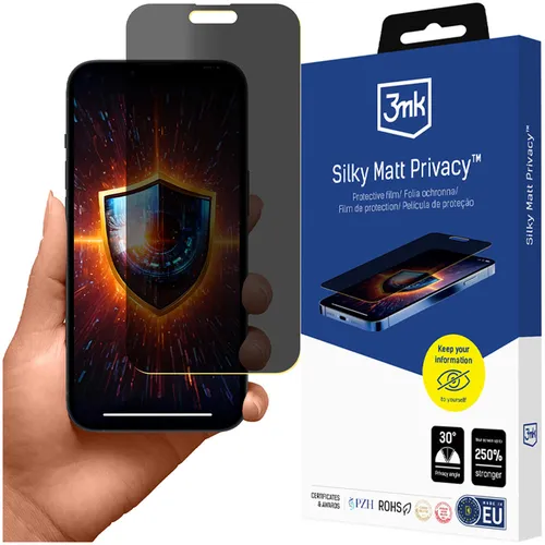 3MK gehärtetes Glas für iPhone 15 Pro Max, seidenmatt, Sichtschutz