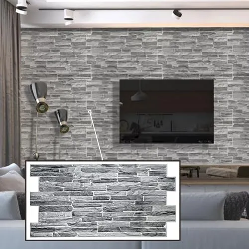 Untitled 3D-Wandpaneele PVC | Schieferstein Optik | 1-20 Platten - 0.5-10 m² | Für Wohnzimmer, Küche & Bad | Einfache DIY-Montage (5, Dark Gray)