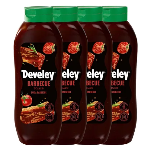 Develey Barbecue Sauce rauchig 4er Packung (4 x 875 ml) - Genießen Sie den intensiven Geschmack der Develey Barbecue Sauce im praktischen 4er Pack. Ideal für Grillabende, sorgt sie für ein unvergleichliches Geschmackserlebnis.