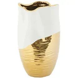 Produktbild Elegante Keramikvase in Weiß und Gold, 20x35x20 cm