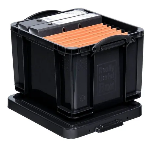 Really Useful Kunststoff-Aufbewahrungsbox 35 Liter - stapelbar und robust - Aufbewahrungsboxen, ideal für Büros und Kofferraum, mit Clip Lock und undurchsichtiger Farbe zum Schutz des Inhalts vor Sonnenlicht.