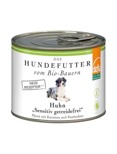 defu Hundefutter | 12 x 200 g | Bio Huhn Sensitiv getreidefrei | Premium Bio Nassfutter Menü | Alleinfuttermittel für Hunde