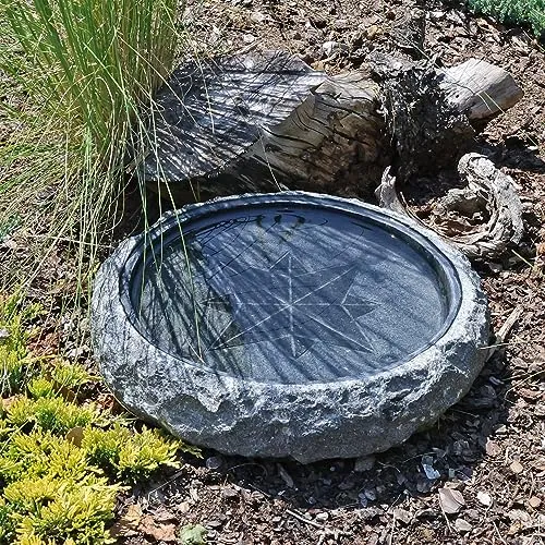 Produktbild CLGarden Granit Vogeltränke Windrose Ø 35cm – Stilvolle Wasserschale für Vögel