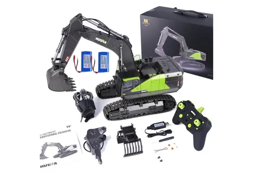 4in1 RC Bagger Metall 1:14 - Ferngesteuerter Kettenbagger mit 2 Akkus - Ferngesteuertes Baufahrzeug im Maßstab 1:14 mit 22 Kanälen, realistischen Sounds und Lichtern. Ideal für Kinder und Erwachsene, fördert Kreativität und Hand-Auge-Koordination.