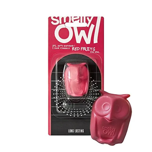 Smelly Owl Lufterfrischer fürs Auto, Dufteule zur Montage an jedem Lüftungsgitter +/-45 Tage Frische im Auto, Made in The EU (Rosa/Red Fruits)