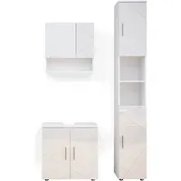 Vicco Badmöbel Set Irma – Spiegelschrank, Hochschrank & Waschtischunterschrank in Weiß - Badmöbel-Sets mit hochwertiger Melaminharzbeschichtung, strapazierfähig und pflegeleicht – perfektes Design für Ihr Badezimmer.
