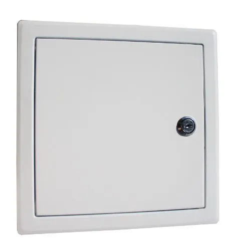 Upmann 20570 Revitür Softline sv 500x500 RAL9016 Zylinderschloss - Gipsfaserplatten, pulverbeschichtetes Zylinderschloss in Weiß (RAL 9016), ideal für saubere Abschlüsse und einfache Montage in Wand oder Decke.