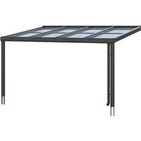 Skan Holz Terrassenüberdachung Modena 434 x 357 cm - Moderne Terrassenüberdachung aus pulverbeschichtetem Aluminium in Anthrazit, 10 mm Verbund-Sicherheitsglas für optimalen Lichteinfall und hohen Schallschutz.