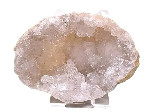 Steinfixx Kristall Geode | Quarzgeode | offen | incl. Acrylständer | Glücksgeode | herrliche Kristalle I 60-70mm I Geodenhälfte