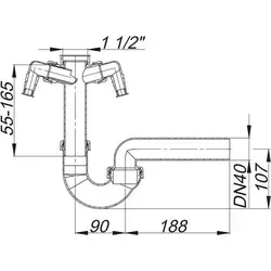 Dallmer Röhren-Siphon 100/2 m 2 Waschgeräte-Anschlüssen 11/2 xDN 40