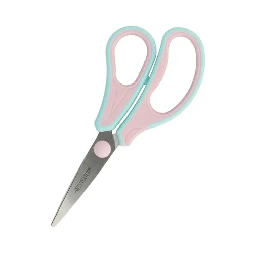 Westcott GRIPEEZE Kinderschere Pastellpink Rechtshänder | Schere mit ergonomischem Griff für Schulkinder | Schulschere & Bastelschere 14 cm ideal für Kinderhände | E-21574 00