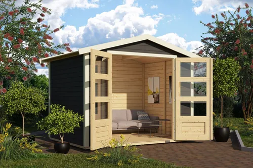 Karibu Gartenhaus Gerätehaus Amberg 3 terragrau 246x186x209 cm