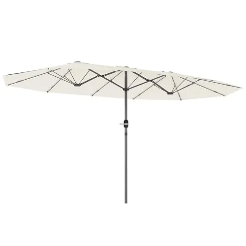 Outsunny Doppelsonnenschirm 436 x 260 cm - Sonnenschirm mit UV-Schutz und Handkurbel für einfache Bedienung. Ideal für Garten oder Balkon, bietet umfangreiche Schattenabdeckung und stabile Konstruktion.