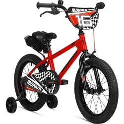 Bergsteiger Monaco 16 Zoll Kinderfahrrad, geeignet für 4, 5, 6 Jahre, BMX, Stützräder, Rücktrittbremse, Trinkflasche, Kettenschutz - Rot
