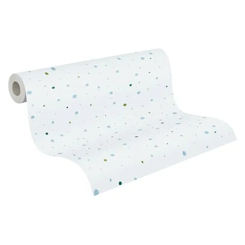 A.S. Création Little Love Kinderzimmertapete - Punkte Design - Tapeten für Kinderzimmer mit bunten Motiven, PVC-frei und atmungsaktiv, ideal für kreative Gestaltungen.