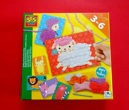 SES Creative Bastelset Flauschige Tiere sticken 6 verschiedene Tiere