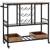 COSTWAY Servierwagen mit Rollen und Weinregal