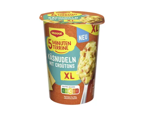 MAGGI Fertiggericht, Maggi 5 Minuten Terrine Käsenudeln Taste XL Cup Packung 87g