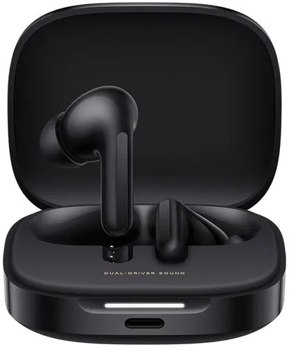 Xiaomi Redmi Buds 6 Black - Hi-Fi Klang und 42h Akkulaufzeit - Kopfhörer mit 42 Stunden Gesamtspielzeit, Dual-Treibern für hervorragenden Hi-Fi-Sound und 49dB ANC für effektive Geräuschunterdrückung – perfekt für Musikliebhaber.
