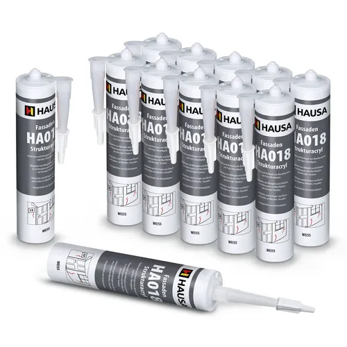 Fassaden-Acryl Struktur-Acryl 12x 310ml – Putzacryl für perfekte Reparaturen