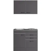 Produktbild OPTIFIT Miniküche Kiel420 100 cm Anthrazit Matt mit Einbauspüle