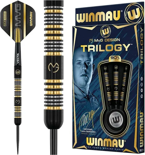 WINMAU Michael Van Gerwen MvG Trilogy Dartpfeile 23g - Premium Steel-Dartpfeile aus Wolfram mit 23g, handgefertigt für optimale Leistung und unverwechselbares Design – ideal für Profis und ambitionierte Spieler.