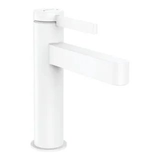 hansgrohe Waschtischarmatur Finoris - Wassersparender Wasserhahn in Mattweiß - Eleganter Touch-On-Wasserhahn für Badezimmerwaschbecken, mit EcoSmart-Technologie zur Reduzierung des Wasserverbrauchs auf max. 5 l/min und komfortabler ComfortZone 110 für mehr Bewegungsfreiheit.