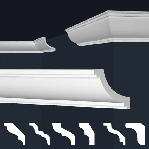 MARBET DESIGN Stuckleisten XPS Styropor weiß - Deckenleisten Deckenstuck Leisten E-Leisten - (Innen- & Außenecke E-36)