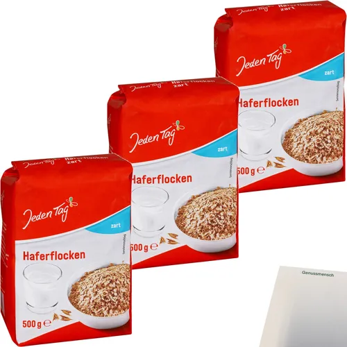 Jeden Tag Haferflocken Zart 3er Pack 3x500g Packung usy Block