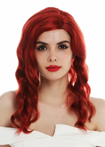 Perücke Damenperücke lang Scheitel edel gewellt wellig rot Hollywood Diva