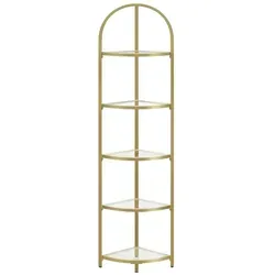 VASAGLE Eckregal 5 Ebenen, modernes Bücherregal in Gold von VASAGLE