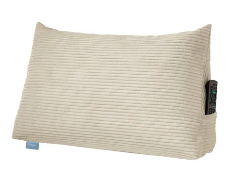 XDREAM Bettsitzkissen - Formstabiles Kissen für Bett und Sofa in Beige - Bücherkissen mit praktischen Seitenfach, ideal für angenehmes Sitzen und Lesekomfort. Öko-Tex zertifiziert und waschbarer Bezug für schadstofffreie Nutzung.