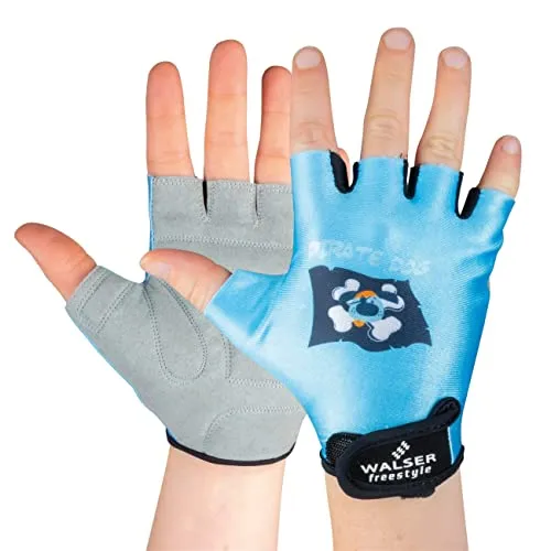 Fahrradhandschuhe Kiddy, rutschfeste Fahrradhandschuhe mit Klettverschluss und Polsterung für Kinder, Unisex, Halbfinger für Radsport Gr. XXS, Hellblau