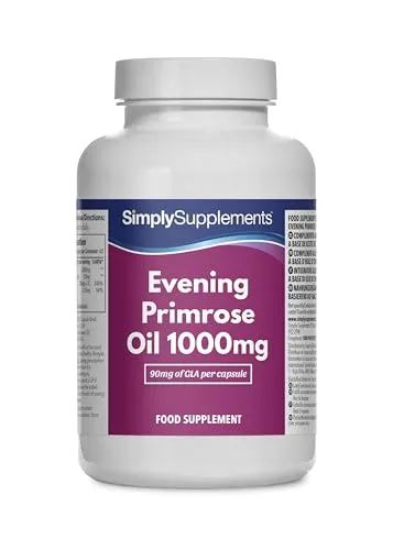 Nachtkerzenöl 1000mg Kapseln | Unterstützt das hormonelle Gleichgewicht & gesunde Haut | Mit zusätzlichen Vitaminen B6 & E | 120 Kapseln = 40 Tag Vorräte | Hergestellt in Großbritannien