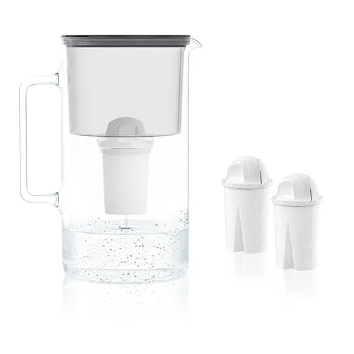 Wessper Wasserfilter Kanne Glas 3L mit 2 Classic Filtern