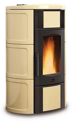 Extraflame Pelletofen Iside Idro H15 - Wasserführender Pelletofen in Majolika Weiß, 18,1 kW - Kaminöfen mit 18,1 kW Leistung und 18,5-Liter-Wassertasche für Anschluss an Zentralheizung. Genießen Sie Komfort mit automatischer Steuerung und App-Steuerung (optional). Individualisierbar durch hochwertige Majolika-Verkleidung.