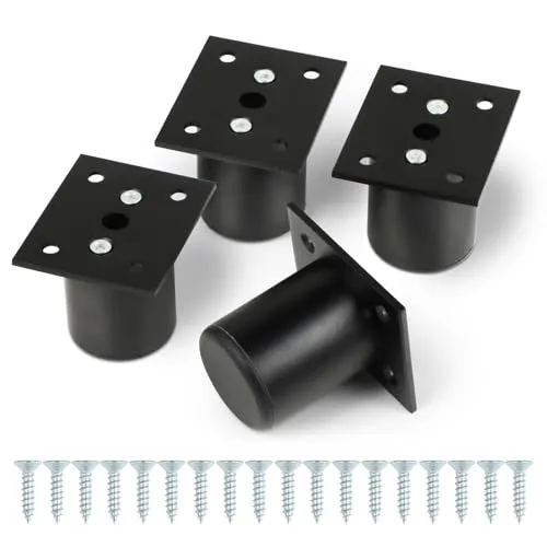 Qacpahucy 4 Stück 5cm Möbelfüße aus Alulegierung Schrankfüße Beine Möbelfüße Verstellbar Sofa Möbelbeine Pour Tables chaises canapés armoires étagères en alliage d'aluminium Avec vis (Schwarz)